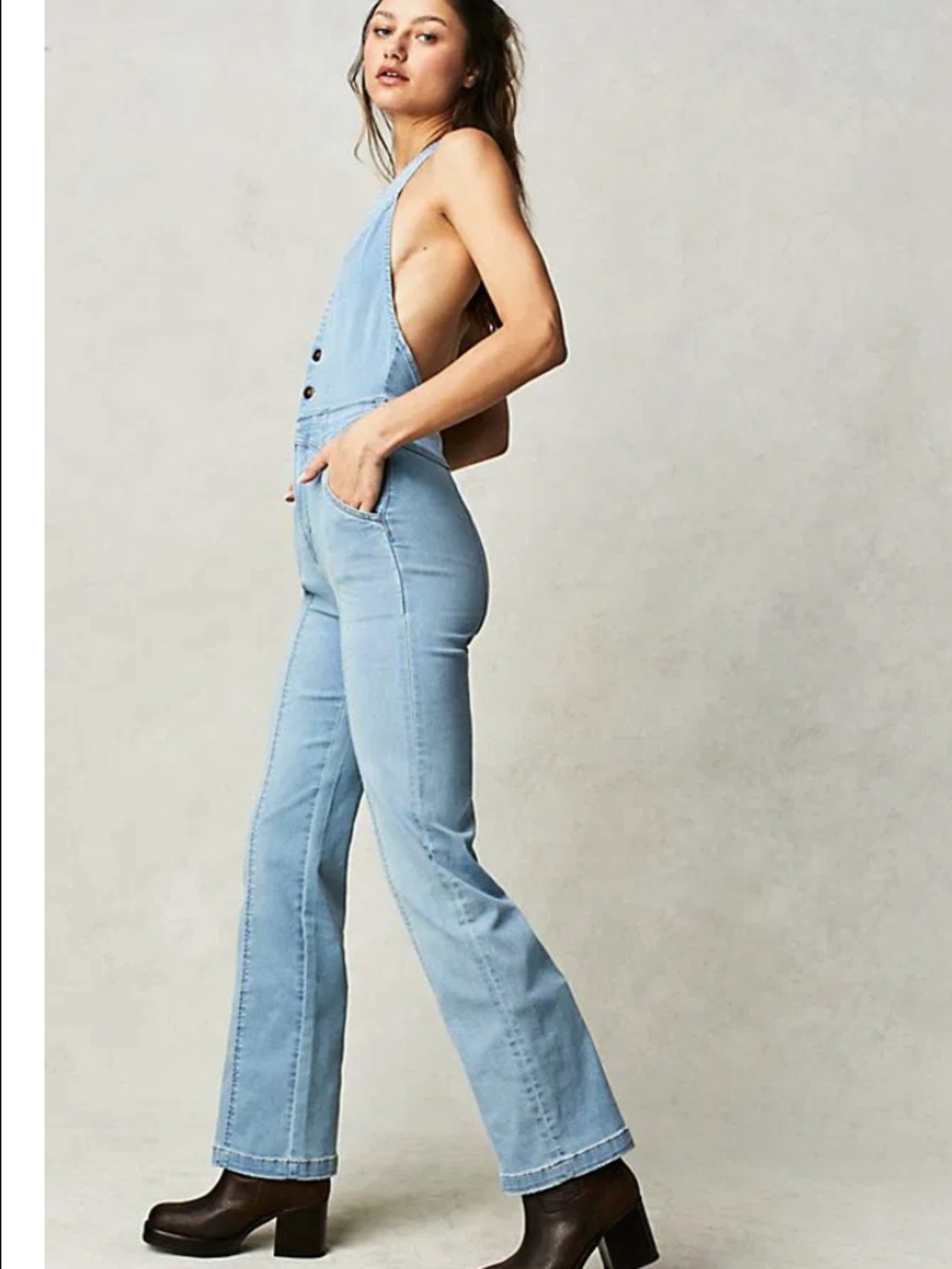 Free People We The Free Cruz Denim Jumpsuit - Picture 2 of 8